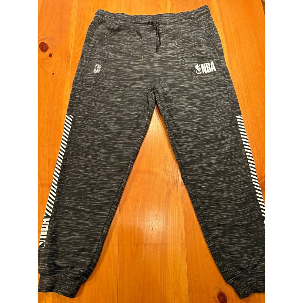 NBA Men's XL Black Gray Heathered Jogger Sweatpants Basketball Pants
